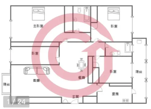 Apartment for sale NT$ 24 880 000 - Section 3, Xinshi 1st Road - 4 bedrooms