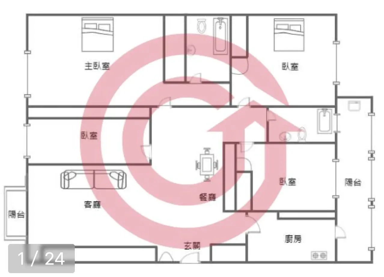 4 bedrooms apartment for sale in Tamsui District, New Taipei City | NT$ 24 880 000 | 36 ping slide 0
