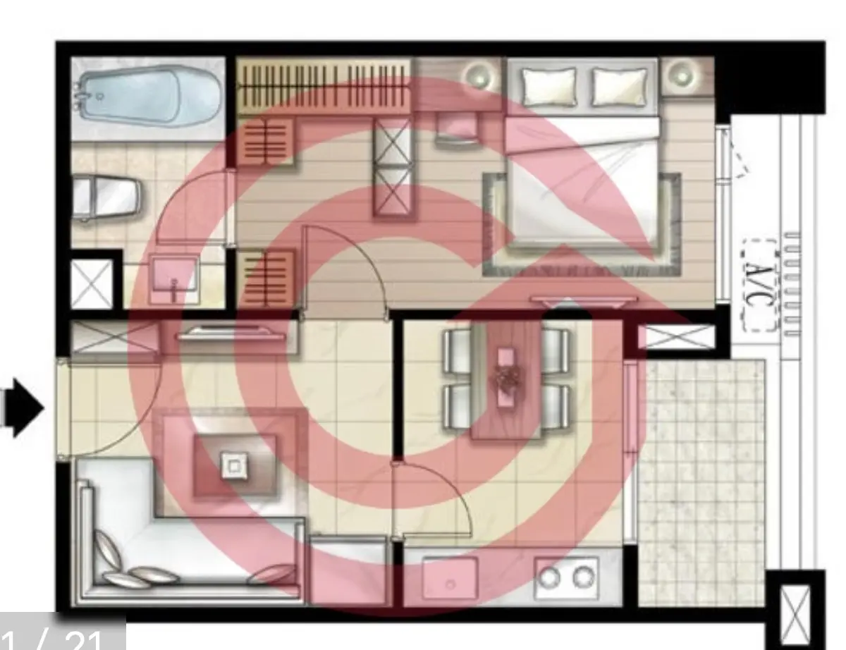 1 room apartment for sale in Tamsui District, New Taipei City | NT$ 8 980 000 | 11 ping slide 0