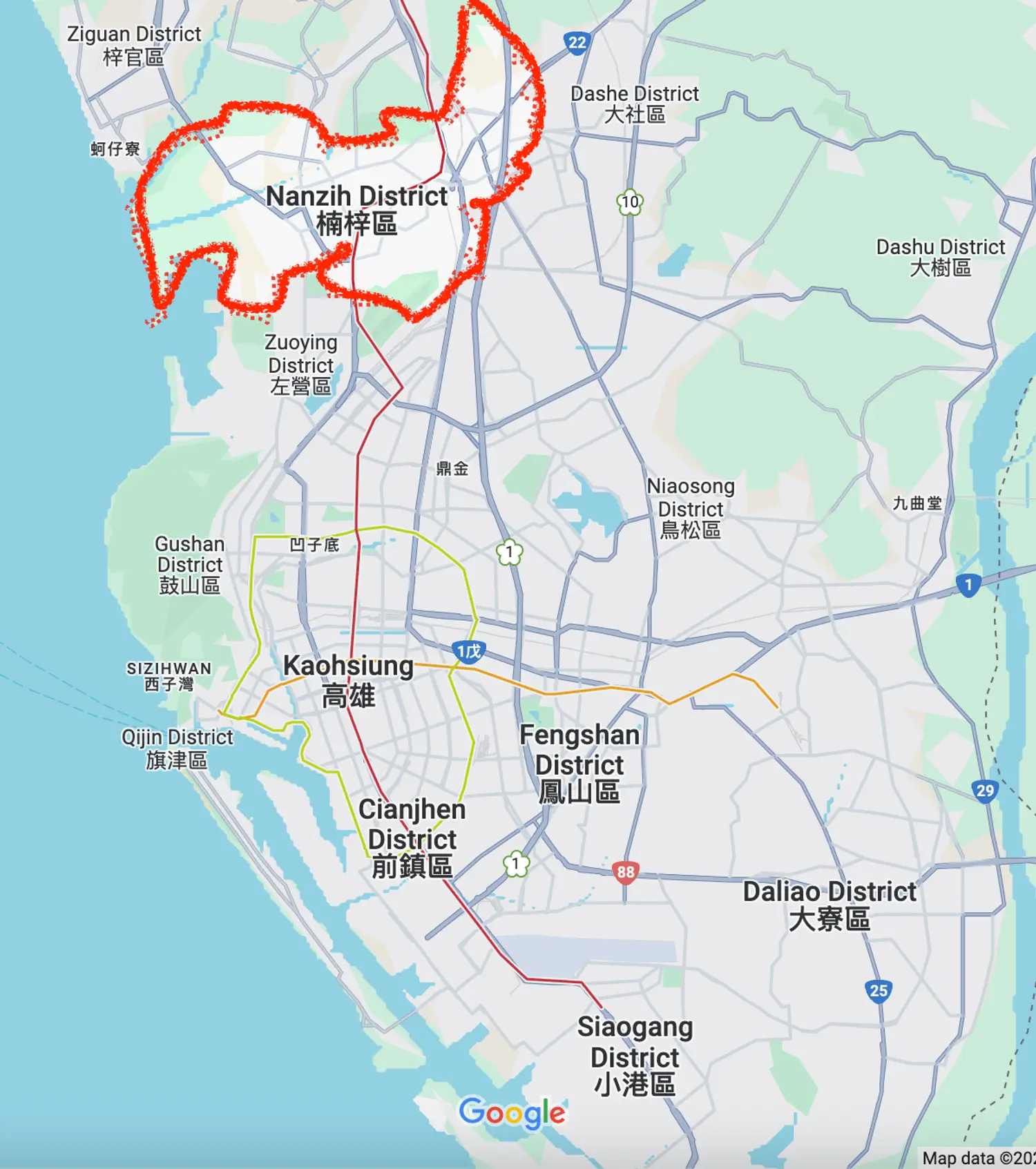 Map of Nanzih district in Kaohsiung