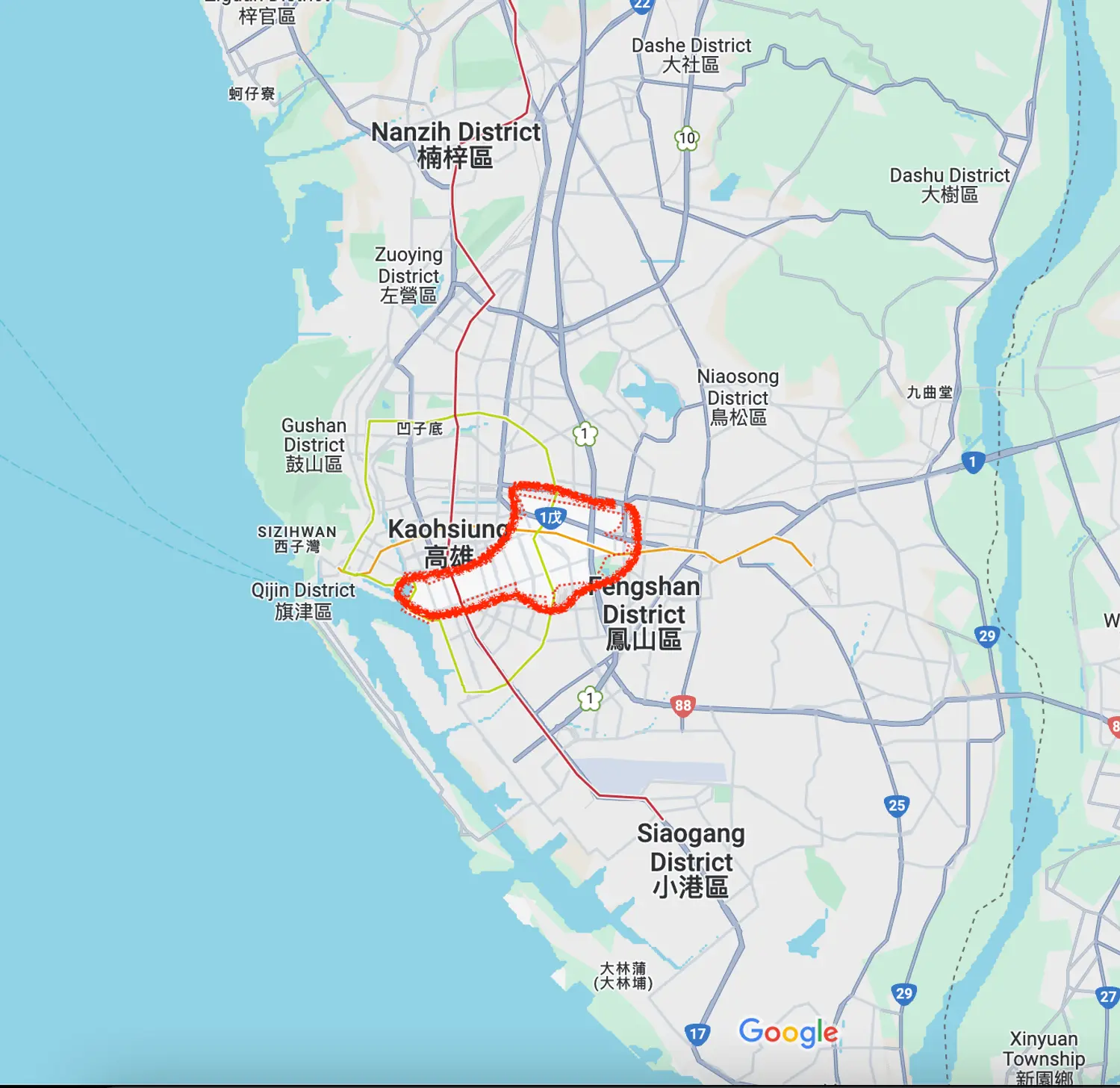 Map of Lingya district in Kaohsiung